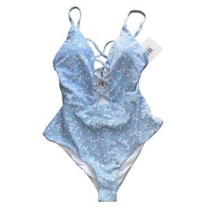 Dippin' Daisy's Bliss One Piece Swimsuit blue yellow floral new